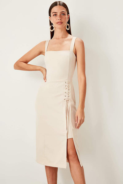  Cream Eyelet Detailed Dress TWOSS19EL0079 