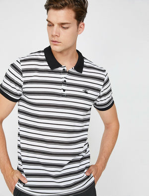  Polo Neck T-Shirt White Striped 