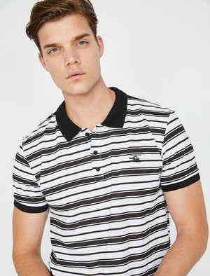  Polo Neck T-Shirt White Striped 