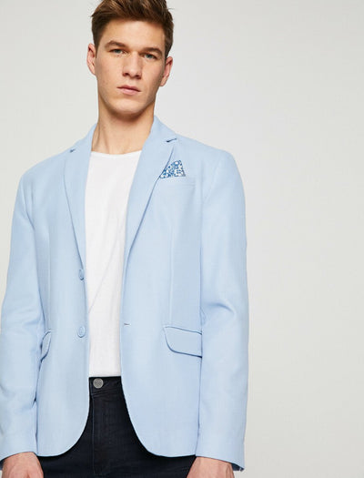 Button Detailed Jacket Light Blue 