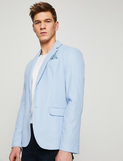  Button Detailed Jacket Light Blue 
