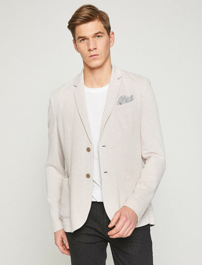17539 Beige Button Detailed Jacket