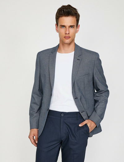 17538 Blue Pocket Detailed Blazer