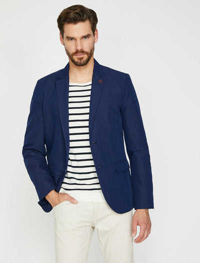  Button Detailed Jacket Blue 