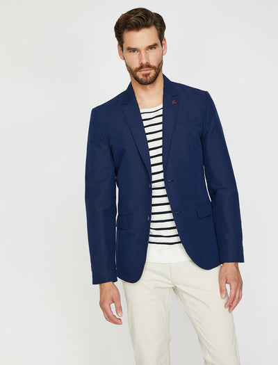  Button Detailed Jacket Blue 