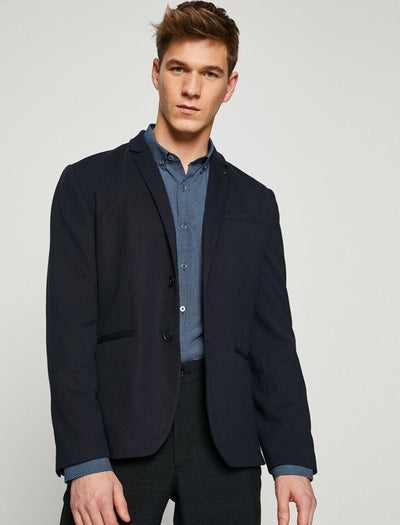  Button Detailed Jacket Navy 