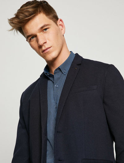  Button Detailed Jacket Navy 