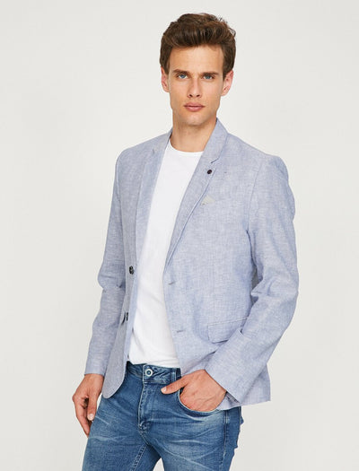 17540 Light Blue Classic Collar Blazer Jacket