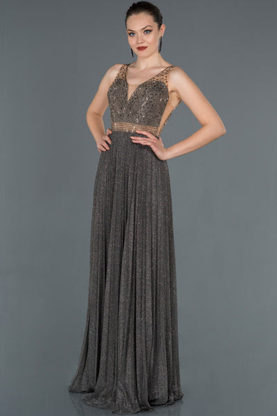  Anthracite Silvery  Detail Evening Dress ABU1153 