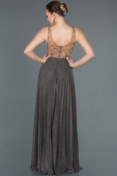  Anthracite Silvery  Detail Evening Dress ABU1153 