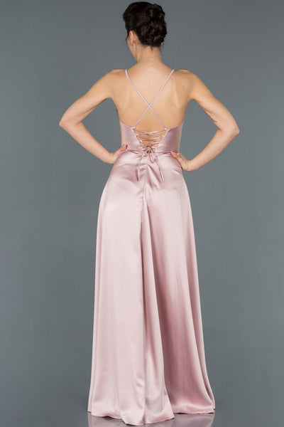  Powder Leg And Back Decollete Satin Evening Dress ABU1182 
