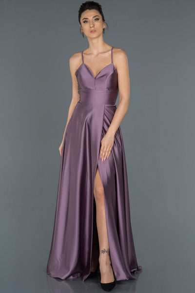  Lavender Low Back Satin Evening Dress ABU1182 