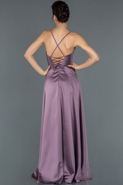  Lavender Low Back Satin Evening Dress ABU1182 