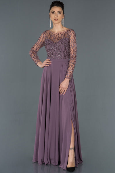  Lilac Long Leg Decollete Transparent Engagement Dress ABU1020 