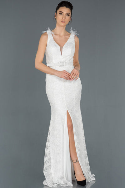  Bone Leg Decolleted Guipure Fish Evening Dress ABU1184 