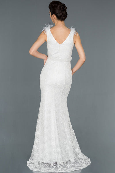  Bone Leg Decolleted Guipure Fish Evening Dress ABU1184 