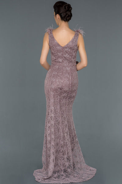  Guipure Fish Evening Dress with Lavender Leg Decollete ABU1184 