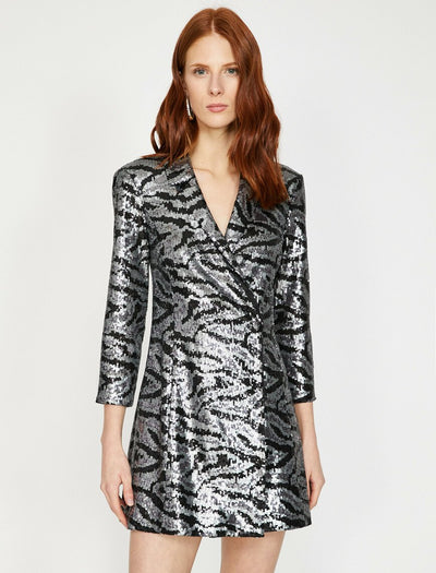 15127 black silver sequins dress