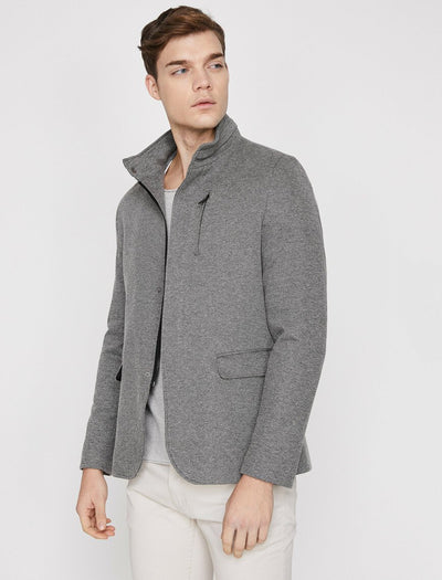  Zipper Detailed Blazer Jacket Grey 