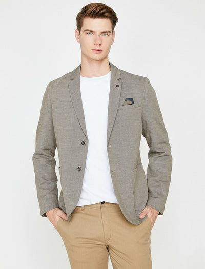 17530 Beige Button Detailed Pocket Detailed Blazer