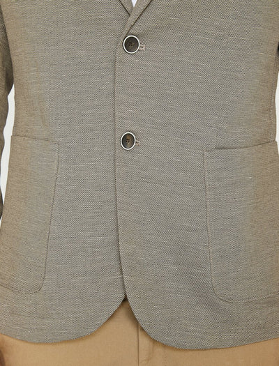 17530 Beige Button Detailed Pocket Detailed Blazer