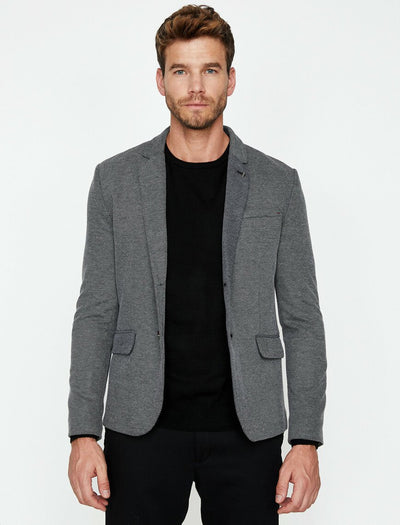 17533 Black Pocket Detailed Elbow Patched Blazer