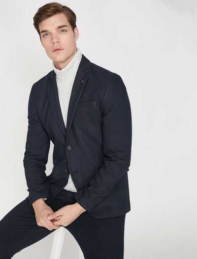 17526 Navy Button Detailed Jacket