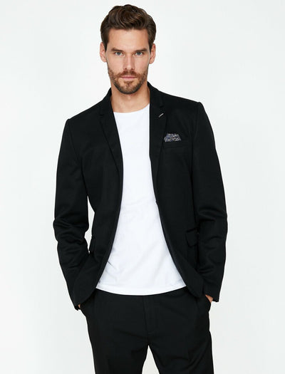 17525 Black Pocket Detailed Blazer Jacket