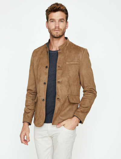 17527 Camel Pocket Detailed Elbow Patched Jacket
