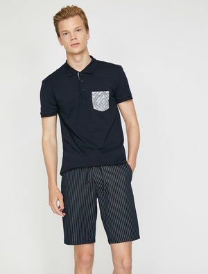  Polo Neck T-Shirt Navy 