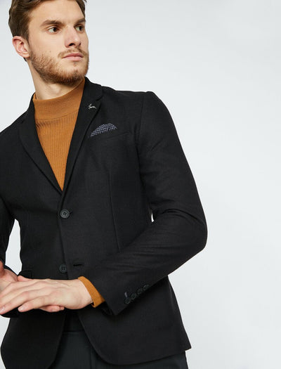  Button Detailed Jacket Black 