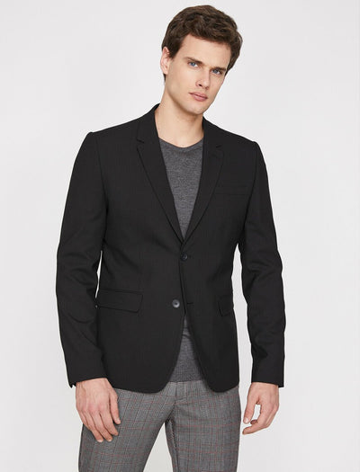  Classic Neck Jacket Black Striped 