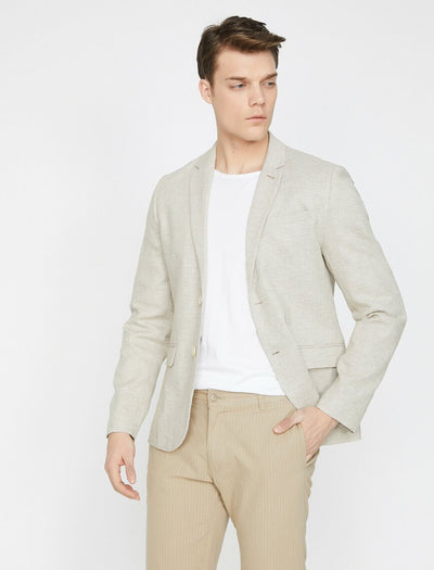  Pocket Detailed Blazer Jacket Beige 