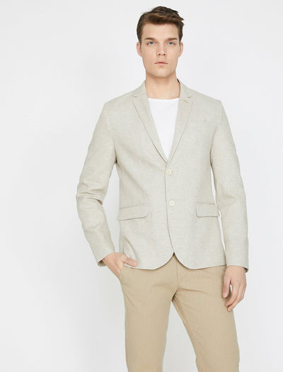  Pocket Detailed Blazer Jacket Beige 