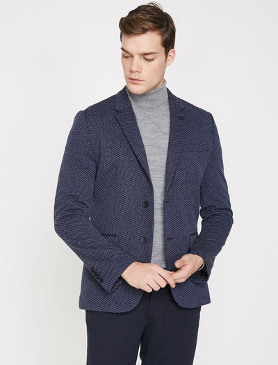 Patterned Blazer Jacket Navy 
