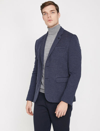  Patterned Blazer Jacket Navy 