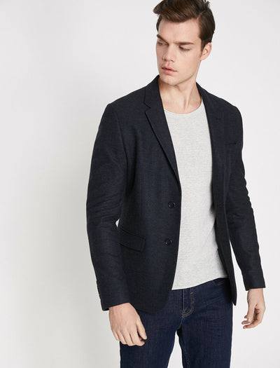  Button Detailed Jacket Navy 