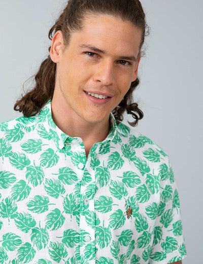 17697 Mint Flower Patterned US POLO ASSN Shirt