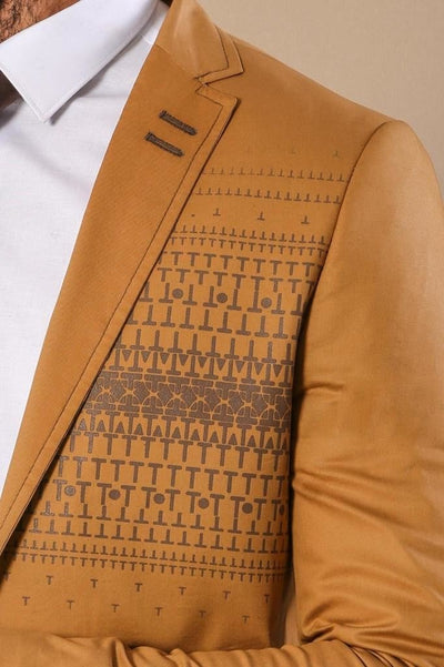 4673 Brown Chest Patterbed Blazer