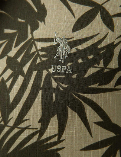 17708 Khaki Flower US POLO ASSN Cotton Shirt