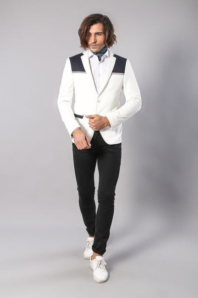 4648 White Shoulder Detailed Blazer