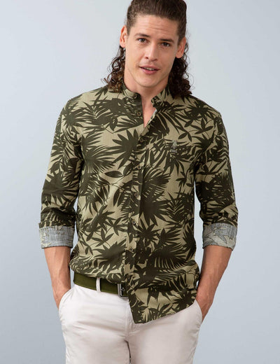 17708 Khaki Flower US POLO ASSN Cotton Shirt