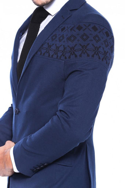 4685 Indigo Patterned Cashmere Blazer