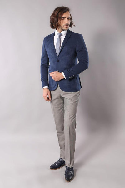 4650 Indigo Quilted Front Cashmere Blazer