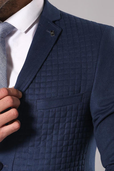 4650 Indigo Quilted Front Cashmere Blazer