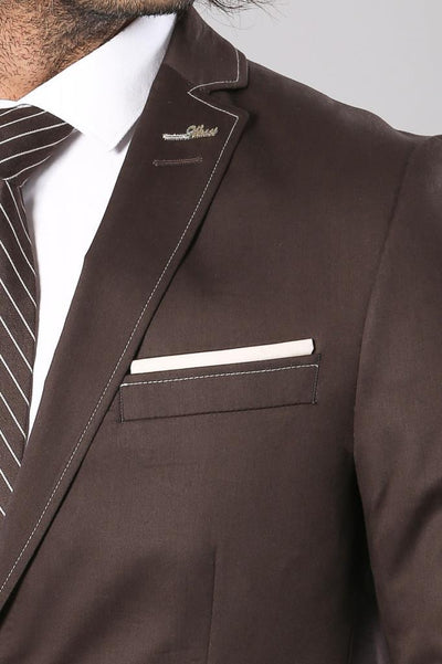 4687 Brown 2 Pockets Slim Fit Blazer