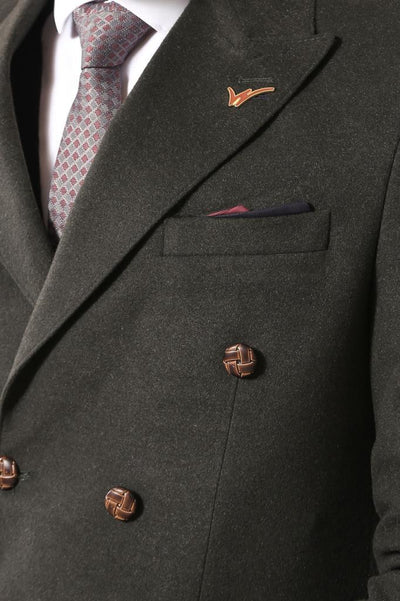 4668 Green Double Breasted Slim Fit Blazer
