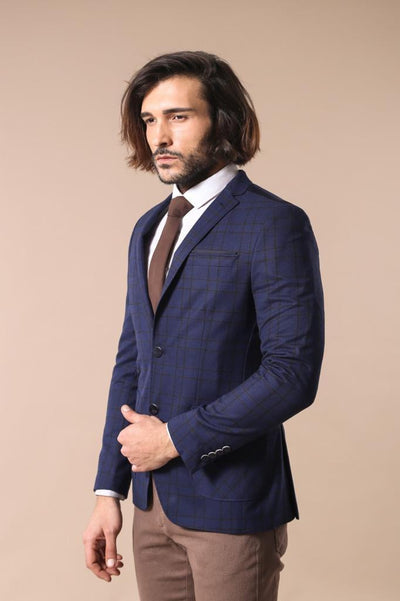 4646 Navy Blue Plaid Blazer