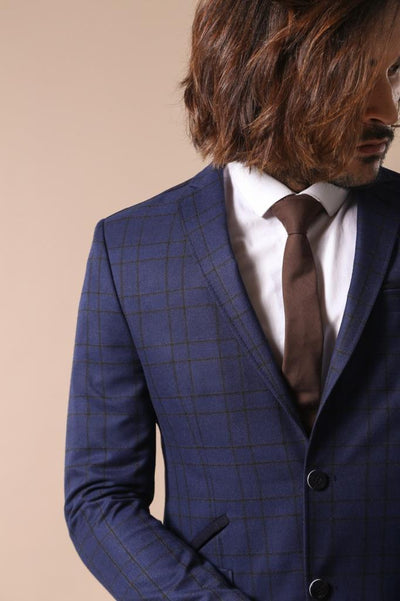 4646 Navy Blue Plaid Blazer