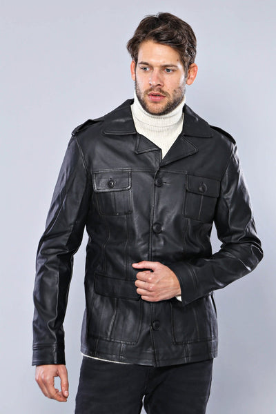 15442-black-faux-leather-blazer